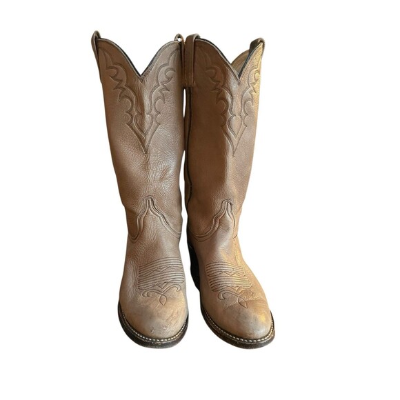 Dan Post Blonde Light Brown Men\'s Cowboy Boots 8 M Vtg Country Western Made USA